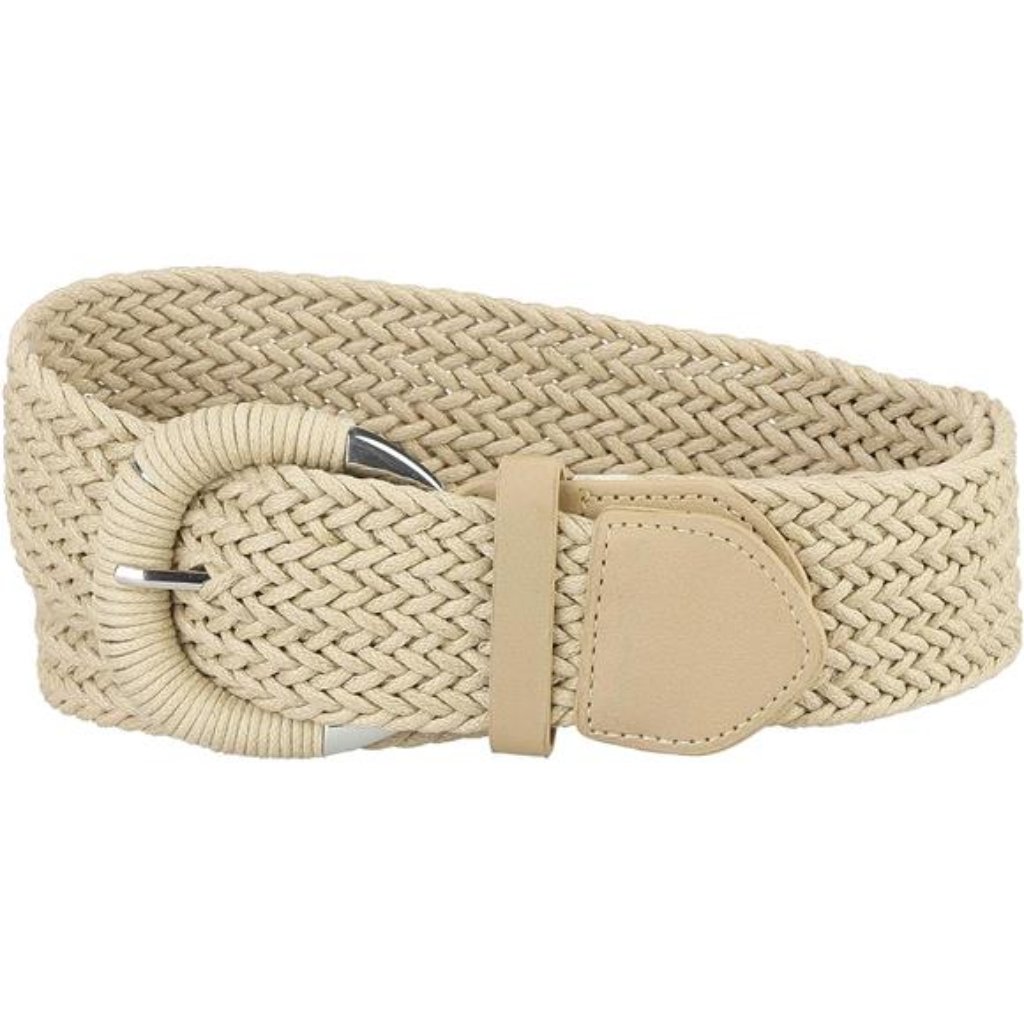 Woven Waist Belts Wide Braided Belts Beige